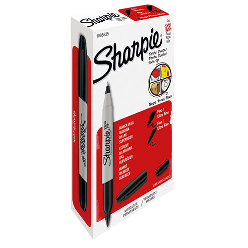 Marcador Permanente Sharpie Punta Fina Negro Caja Con 12 Unidades