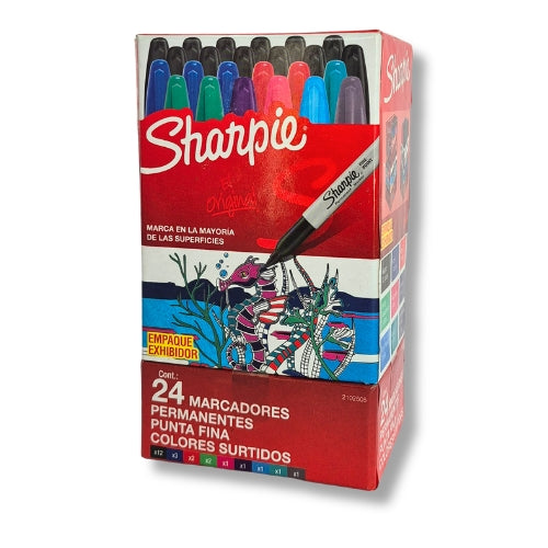 MARCADOR PERMANENTE SHARPIE P.FINO 2102505 EXH/24 COLORES SURTIDOS