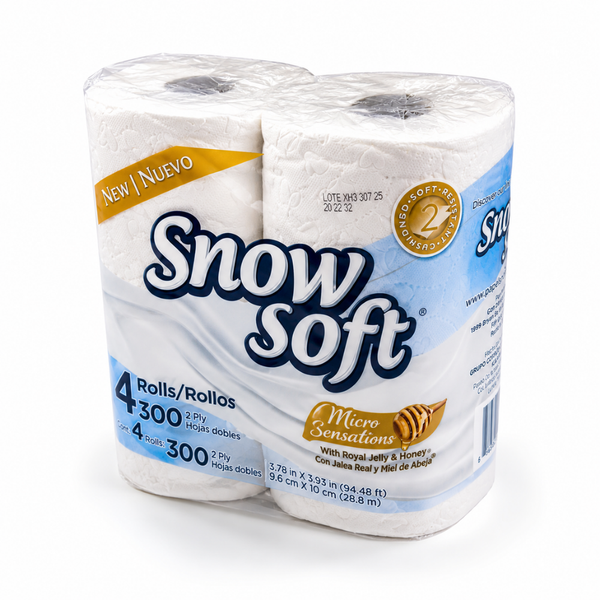 PAPEL HIGIENICO SNOW SOFT PAQ/4 300H MOD 11012