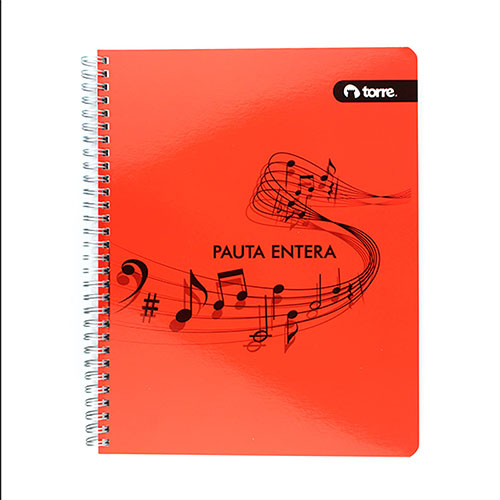 Cuaderno Universitario Torre 80 Hojas Pautadas Doble Espiral Pasta Rígida