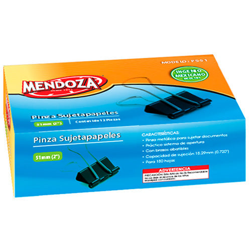 PINZA SUJETAPAPELES MENDOZA 51mm C/12 PZAS. PS-51