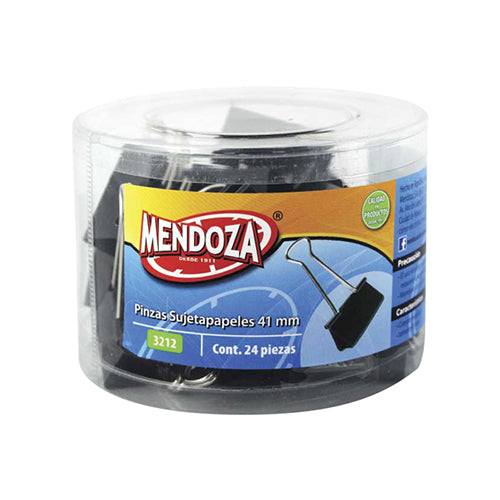 Pinzas Sujetapapeles Mendoza 41 Mm Metálicas Caja Con 24 Piezas