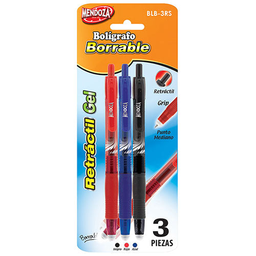 Bolígrafo Retráctil De Gel Borrable Colores Surtidos Punto Mediano 1 Pieza