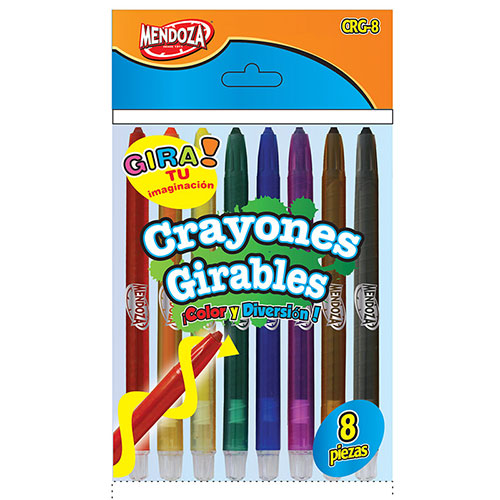 Crayones Girables 8 Colores Brillantes No Tóxicos Con Fajilla Protectora