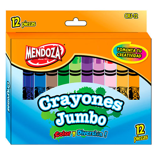 Crayones Jumbo 12 Piezas Colores Surtidos Para Escritura Y Dibujo