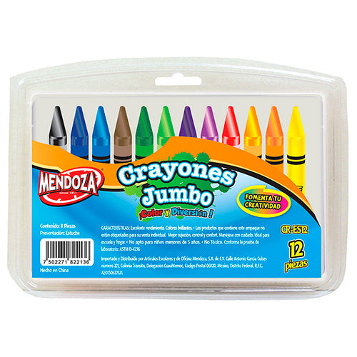 CRAYONES JUMBO ESCOLARES ESTUCHE C/12 PZAS MOD.CR-ES12