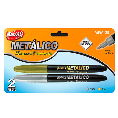 MARCADOR PERMANENTE METALICO ORO Y PLATA 2PZAS MOD.MPM-2B
