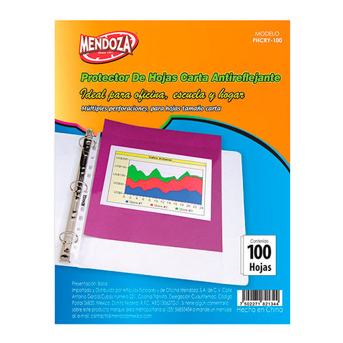 Protector De Hojas Carta Crystal Polipropileno Traslúcido 100 Piezas