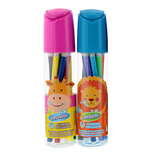 Plumines Delgados Lavables Para Niños Bote Con 12 Piezas