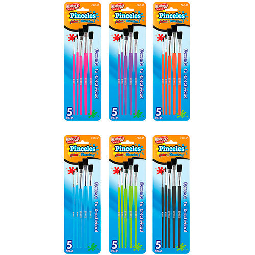 PINCELES CERDA SINTETICA JUEGO C/5 PIEZAS MOD.PAC-5P