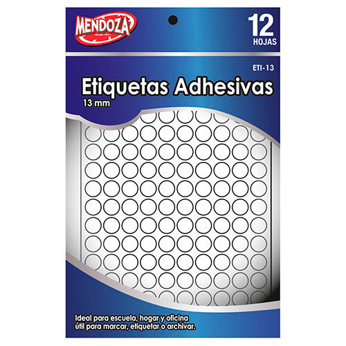 Etiquetas Adhesivas Redondas Genéricas 13 Mm