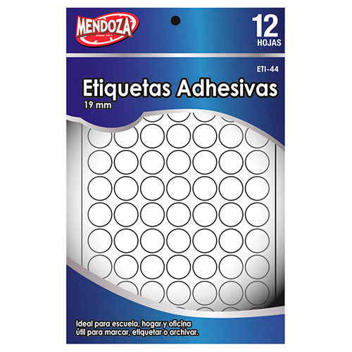 Etiquetas Adhesivas Redondas 19 Mm Para Uso De Oficina