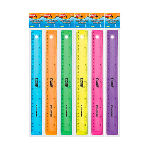 REGLA DE PLASTICO IRROMPIBLE 30 cm COLORES MOD.RCI-1
