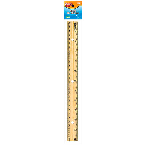 REGLA DE MADERA CON FILO DE METAL 30 cm  MOD.RMA-1