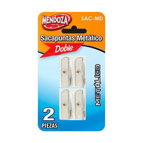 Sacapuntas Metálico Doble Escolar Pack De 4 Piezas En Blíster