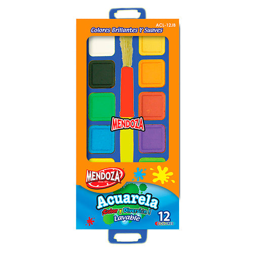 Acuarela Jumbo Lavable 12 Colores Con Pincel En Estuche
