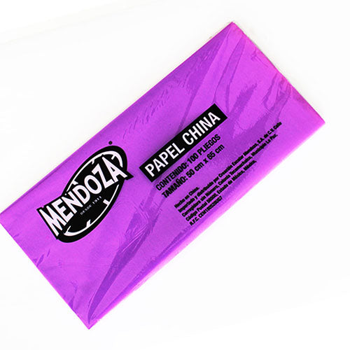 Papel China Mendoza Lila Paquete Con 100 Pliegos Para Manualidades