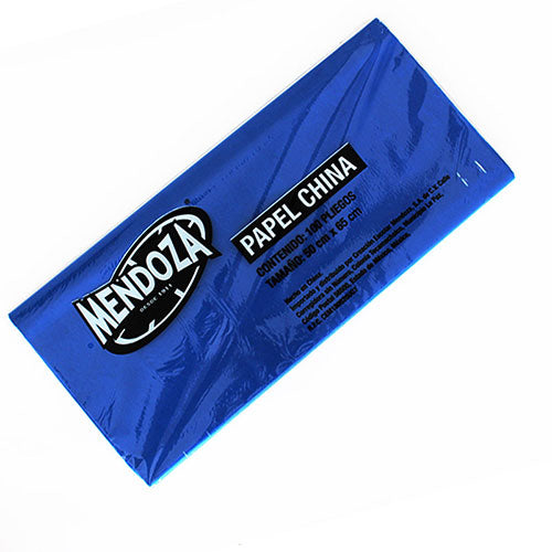 Papel China Mendoza Azul Cobalto Paquete Con 100 Pliegos