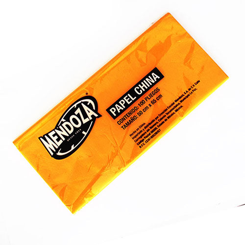 Papel China Mendoza Color Cempasúchil Paquete Con 100 Pliegos