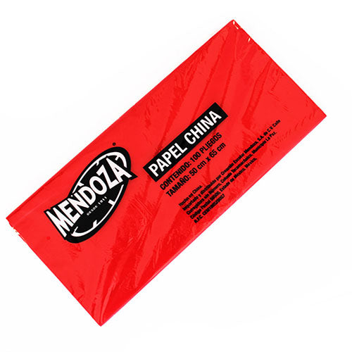 Papel China Mendoza Rojo Navidad Paquete Con 100 Unidades