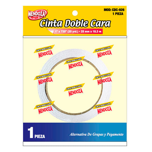 CINTA DOBLE CARA MENDOZA 1 PIEZA 25MM X18.3MT MOD.CDC-926