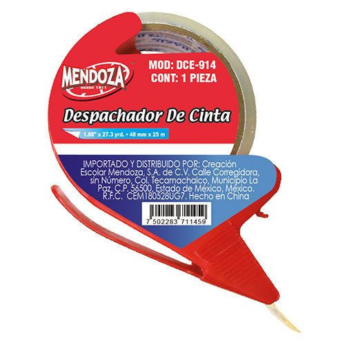 Despachador De Cinta De Empaque Mendoza 48X25 Mm 1 Pieza