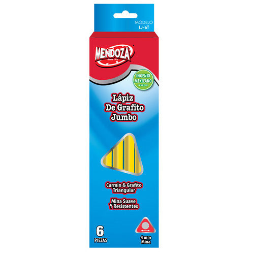 Caja De Lápices De Grafito Mendoza Jumbo Triangulares C/6 Piezas