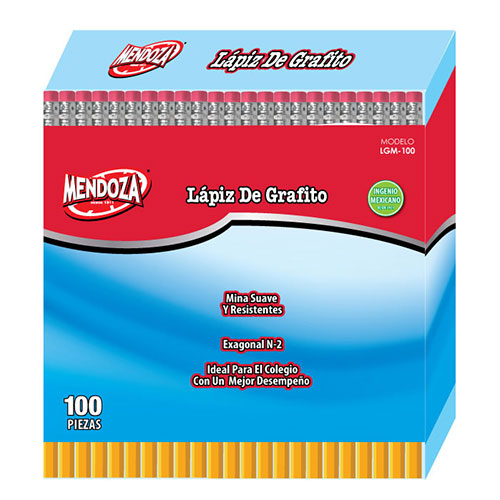 Lápiz De Grafito Mendoza Hexagonal N°2 Suave Caja Con 100 Unidades