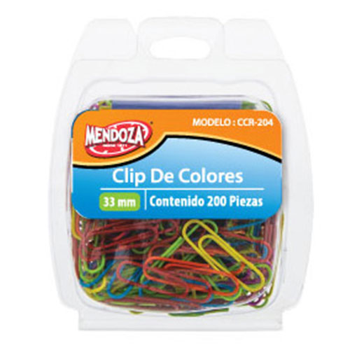 Clips De Colores Genéricos 33 Mm Blister Con 200 Piezas