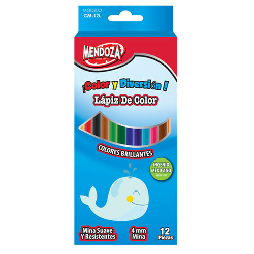 Caja De Colores Redondos Delgados Mendoza Mina 4 Mm C/12 Piezas