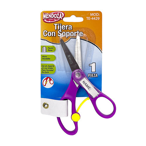 Tijera Escolar Mendoza Punta Roma Con Soporte En Blíster