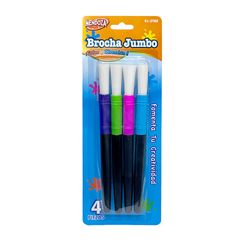 Conjunto De Brochas Jumbo Escolares Mendoza C/4 Mango De Plástico