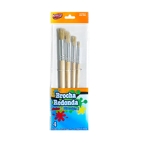 Set De Brochas Redondas Mendoza Cerdas Naturales 4 Piezas