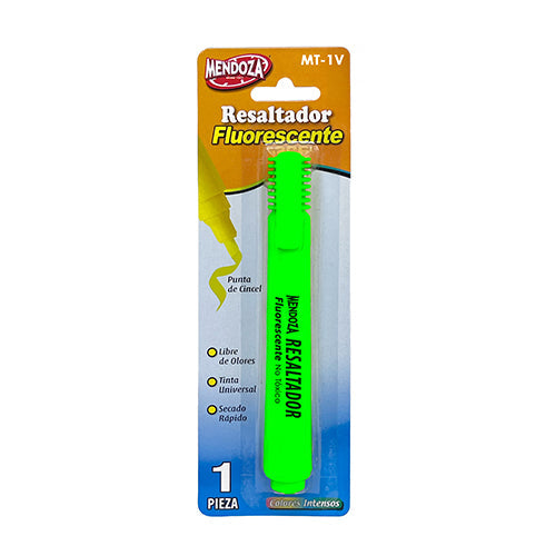 Marcador Fluorescente Mendoza Verde Punta Cincel 1 Pieza