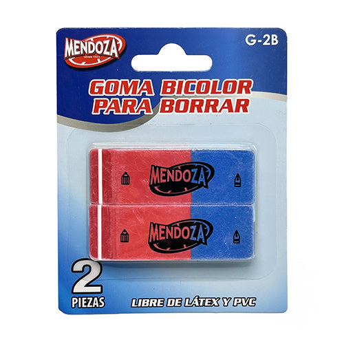 Goma De Borrar Bicolor Mendoza Blister Con 2 Unidades