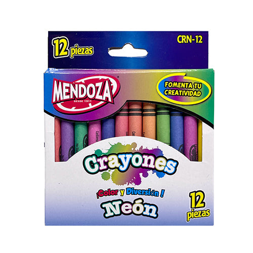 Crayones Mendoza Neón Caja Con 12 Piezas