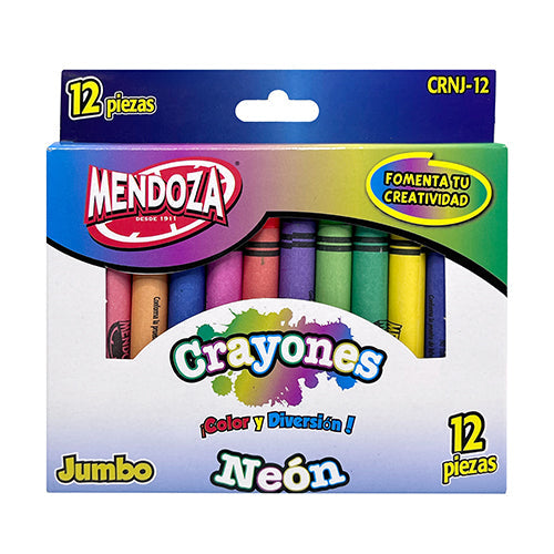 CRAYON MENDOZA CRNJ-12 C/12 JUMBO COLORES NEON