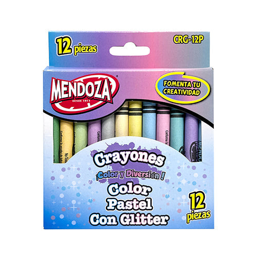CRAYON MENDOZA CRG-12P  C/12 COLORES PASTEL GLITTER