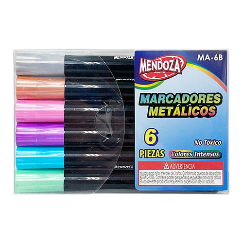 Marcadores Metálicos Para Acrílico Mendoza Secado Rápido Estuche 6 Colores
