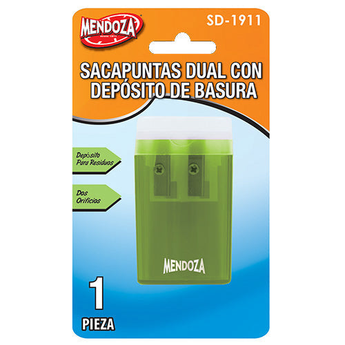 Sacapuntas Doble Orificio Mendoza Con Depósito De Basura 1 Pieza