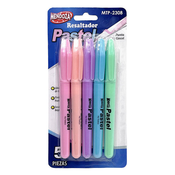 Marcador Fluorescente Pastel Pocket Blister Con 5 Colores Suaves