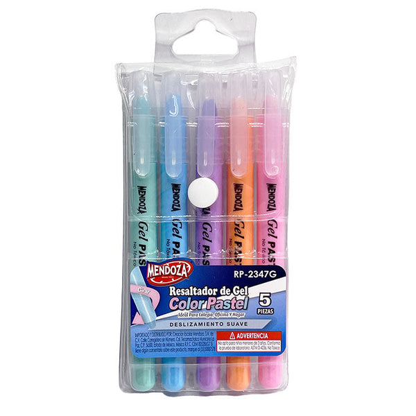 Marcador Fluorescente En Gel Pastel Mendoza Blister Con 5 Unidades