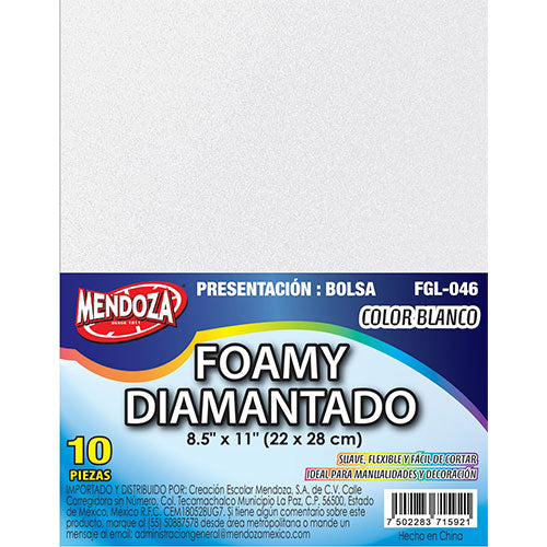 Fommy Con Glitter Blanco Tamaño Carta Paquete Con 10 Hojas