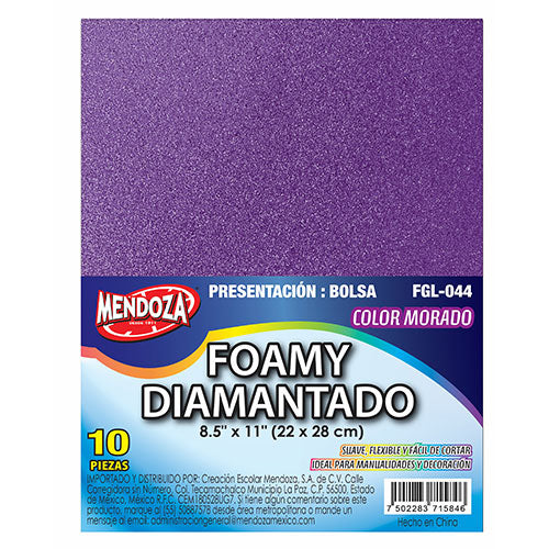 Foamy Tamaño Carta Con Glitter Morado Paquete Con 10 Hojas