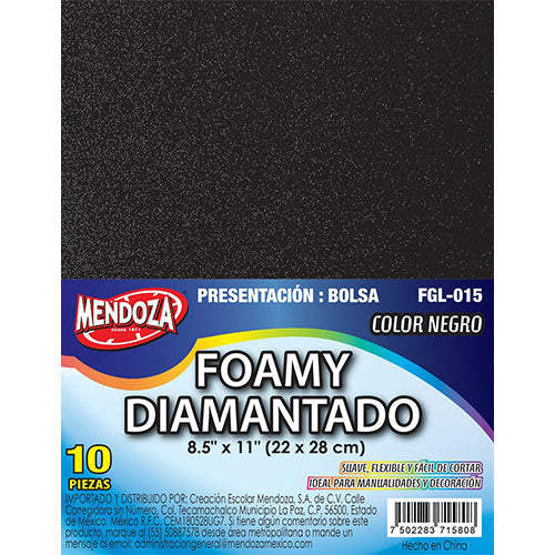 Fommy Tamaño Carta Glitter Negro Paquete Con 10 Hojas