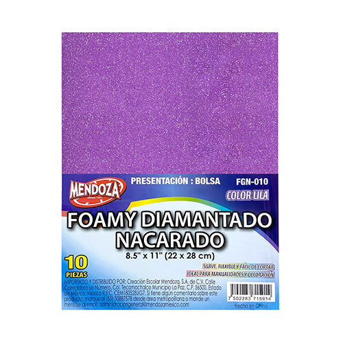Foamy Diamantado Nacarado Lila Carta 22X28 Cm Paquete 10 Piezas