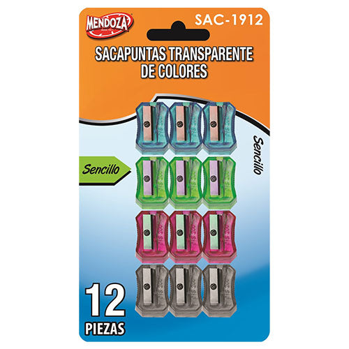 SACAPUNTAS ESCOLAR PLASTICO CUADRADO BLISTER C/12 MOD.SAC-1912