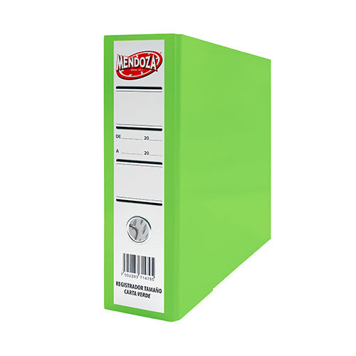 Registrador De Cartón Mendoza Verde Tamaño Carta 700 Hojas 1 Pieza