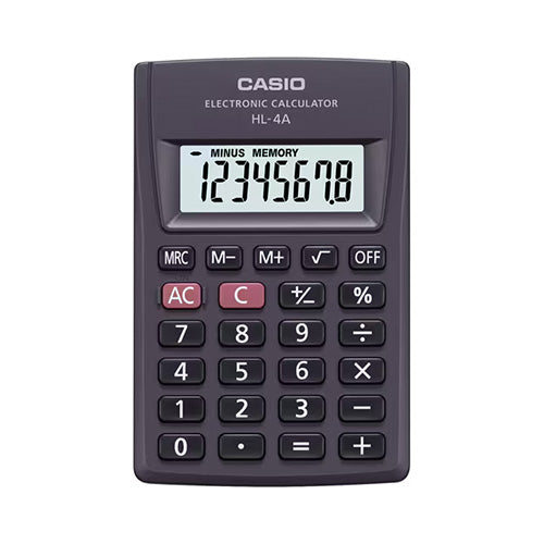 CALCULADORA CASIO BASICA 8 DIGITOS HL4A  PLASTICA